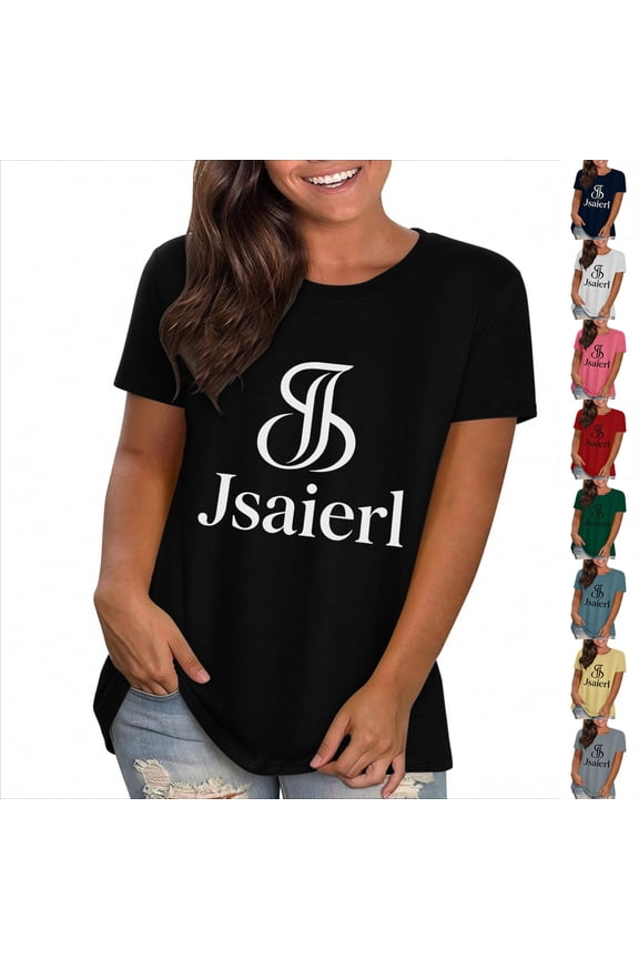 Short Sleeve Shirts for Women Summer Casual Loose Fit Tops Athletic Trendy Graphic Tees Work Plain T Shirts Plus Size S-3XL