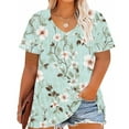thumbnail image 1 of Jsaierl Short Sleeve Tops for Women Plus Size Dressy Shirts V Neck Retroout Ladies Blouses Trendy Plain T Shirts Top XL-5XL, 1 of 5