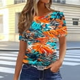 thumbnail image 1 of Jsaierl Short Sleeve Tops for Women Summer Vacation Shirts Round Neck Workout Ladies Blouses Boho Graphic T-shirts Top S-3XL, 1 of 4