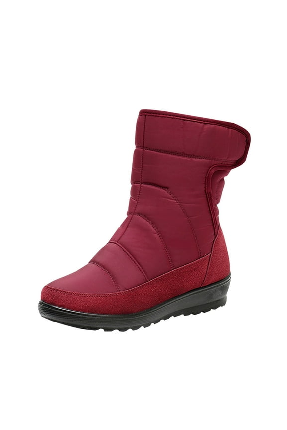 Snow Boots for Women Winter High Tube Fringed Round Toe Warm Waterproof Cloth Mid-Calf Boot Comfortable Stretch Slip-On Wedges Casual Shoes