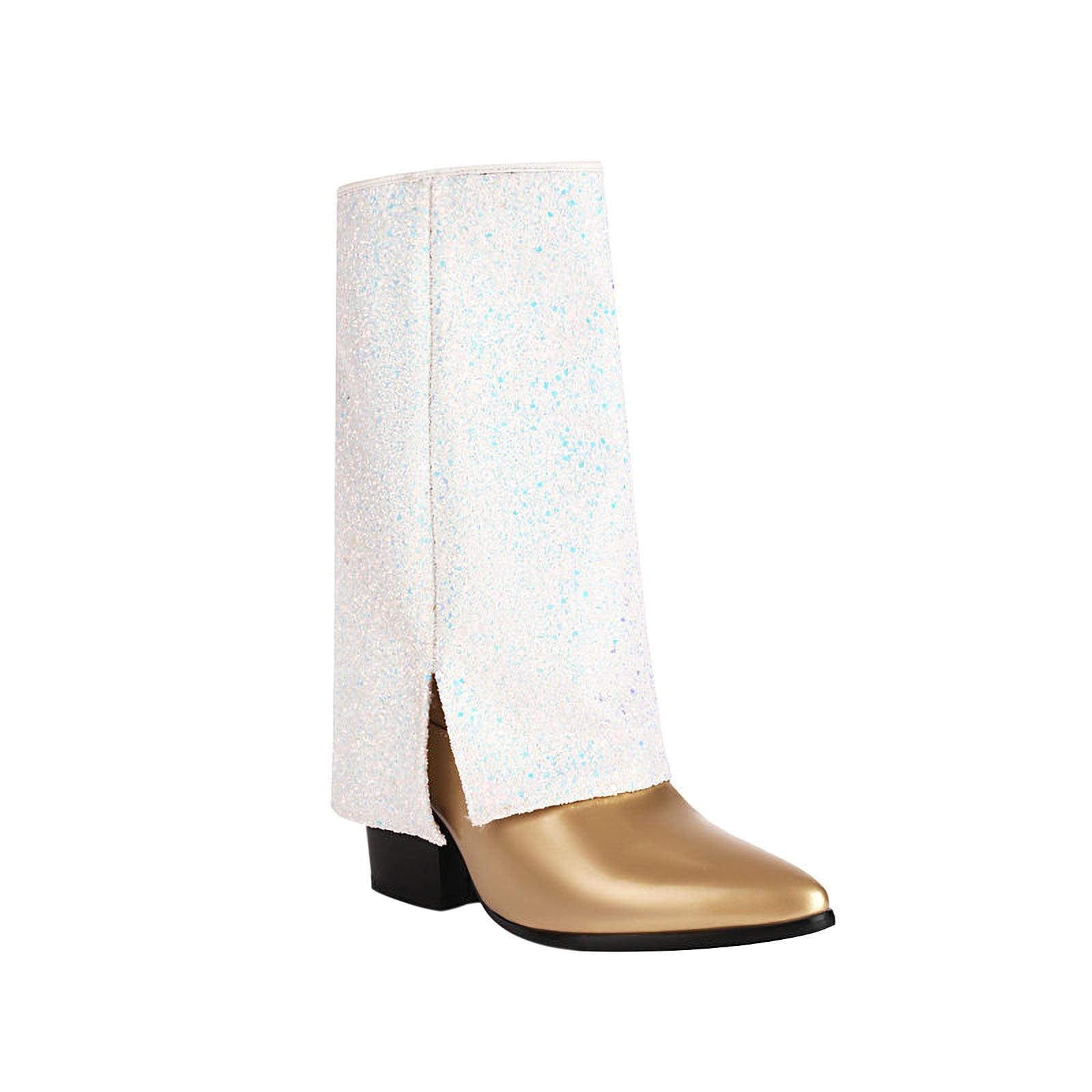 Rhinestones Embellished Calf Boots