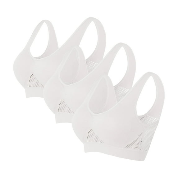 Jsaierl Sports Bras for Women Wireless Yoga Fitness T-shirt Bra Seamless Comfy Bralettes Running Push up Sports Bras 3 Pcs