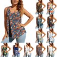 thumbnail image 1 of Jsaierl Summer Curved Hem Tanks Tops for Women Casual Floral Print Sleeveless Camisole Daily Vacation Tunic Vest, 1 of 8