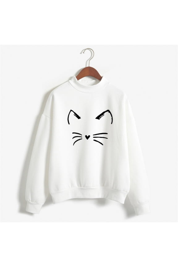 Sweatshirt for Women Cute Solid Color Print Sweatshirts Crewneck Casual Sweater Tops Trendy Long Sleeve Shirts Womens Sweatshirts Under $10