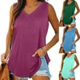 thumbnail image 1 of Jsaierl Tank Tops for Women 2025 Summer V Neck Sleeveless Basic Tanks Loose Fit Flowy Shirts Casual Vacation Beach Blouses, 1 of 7