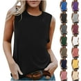 thumbnail image 1 of Jsaierl Tank Tops for Women Summer Loose Fit Crew Neck Sleeveless T Shirts Solid Color Basic Tank Top for Gym Workout Vacation Beach, 1 of 7
