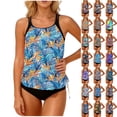 thumbnail image 1 of Jsaierl Tankini Swimsuits for Women Tummy Control Two Piece Bathing Suits Side Drawstring Swimwear with Sporty Swim Shorts, 1 of 6