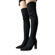 Jsaierl Thigh High Boots for Womens Over The Knee Heels Long Sexy Pointed Toe Boots Stretch Long Fall Y2K Gogo Boots Fashion Comfy Sexy Stiletto High Heel Boots