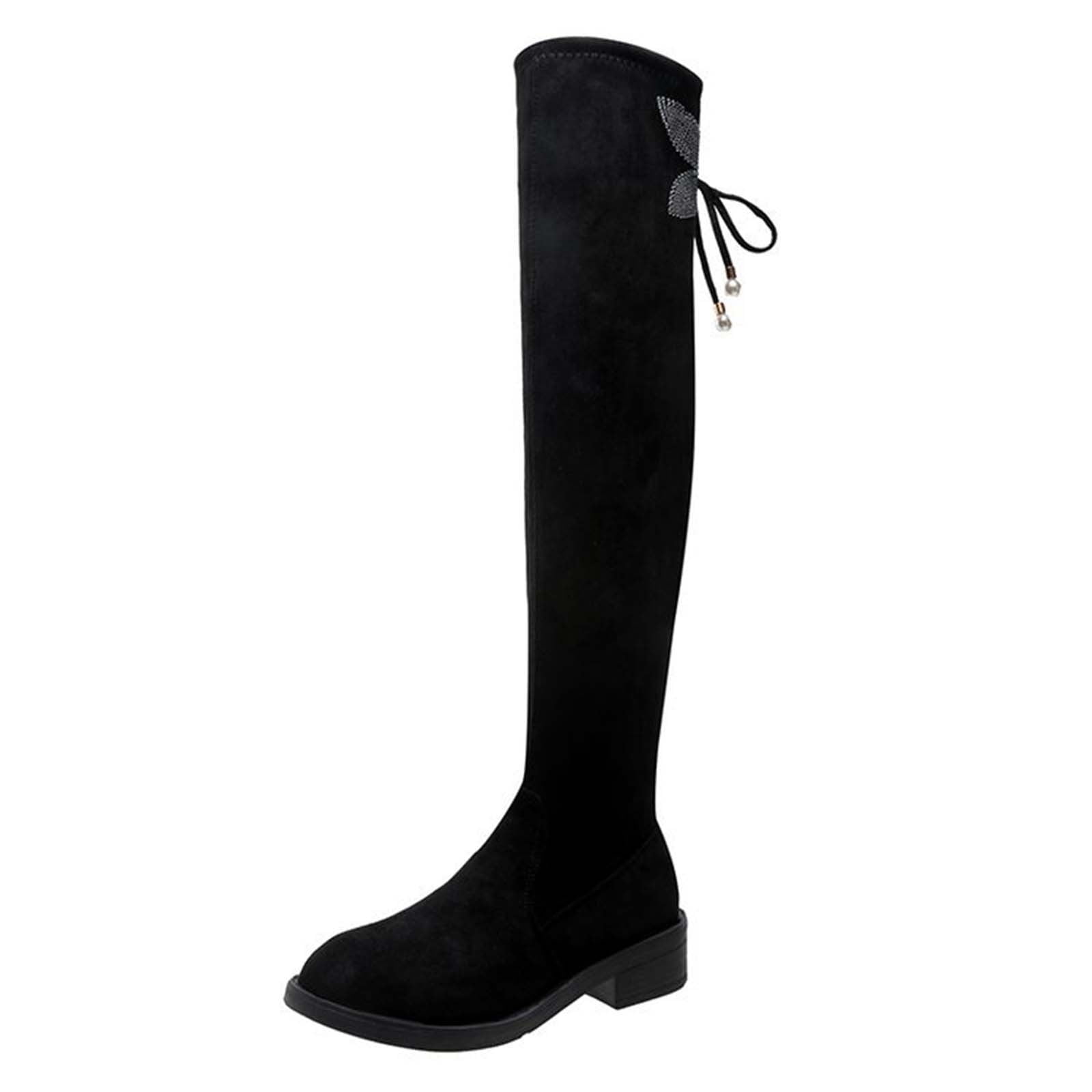 Jsaierl Thigh High Boots for Womens Over The Knee Patform Chunky Heel Stretch Long Fall Y2K Gogo