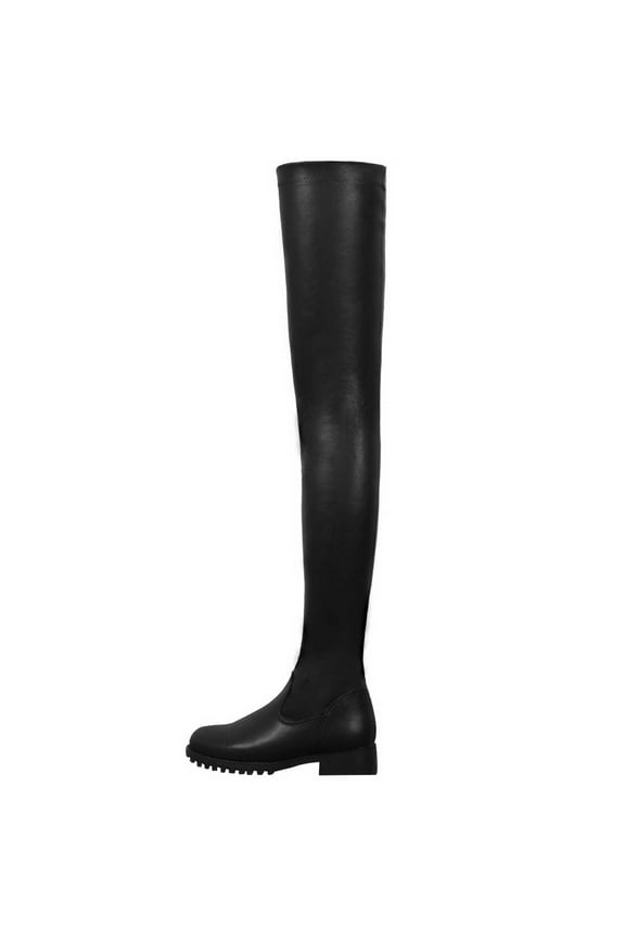 Thigh High Boots for Womens Over The Knee Patform Chunky Heel Stretch Long Fall Y2K Gogo Boots Fashion Square Toe Boots Low Block Heel Booties