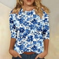 thumbnail image 1 of Jsaierl Tops for Women 3/4 Sleeve Casual Crew Neck Shirts Trendy Print Petite Blouses Flowy Dressy Tunic Top S-5XL, 1 of 5