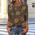 thumbnail image 1 of Jsaierl Tops for Women 3/4 Sleeve Casual Round Neck Shirts Retro Graphic Petite Blouses Going Out Elegant Tunic Top S-5XL, 1 of 7