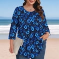 thumbnail image 1 of Jsaierl Tops for Women 3/4 Sleeve Plus Size Summer Crew Neck Shirts Fashion Graphic Ladies Blouses Classic Elegant Tunic Top L-5XL, 1 of 7