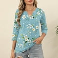 thumbnail image 1 of Jsaierl Tops for Women 3/4 Sleeve Summer V Neck Shirts Dressy Graphic Petite Blouses Going Out Dressy Tunic Top S-2XL, 1 of 6