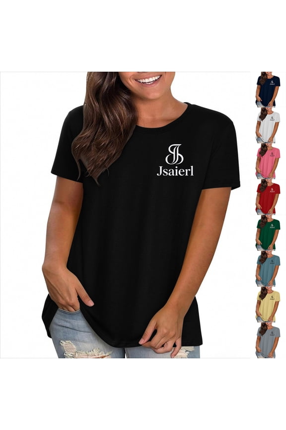 Tops for Women Plus Size Short Sleeve T Shirts Summer Crewneck Causal Tees Basic Plain Shirts S-3XL