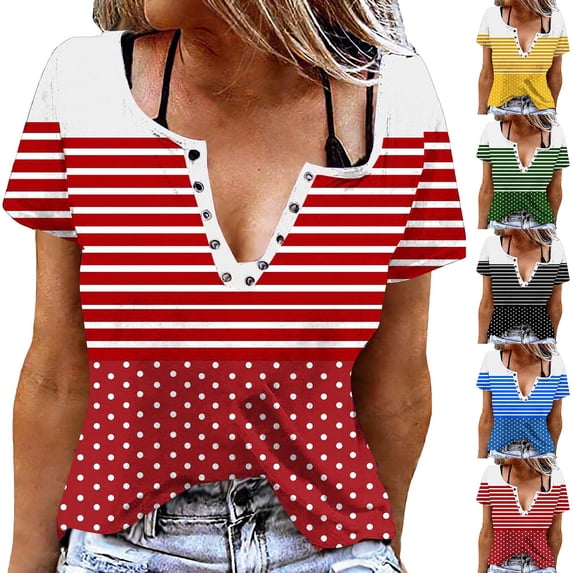 Jsaierl Tops for Women Short Sleeve Plus Size Dressy Shirts Round Neck Soft Ladies Blouses Boho Print T-shirts Top S-2XL