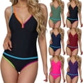 thumbnail image 1 of Jsaierl Two Piece Tankini Swimsuits Women Tummy Control Summer Vacation Print Push Up Swimwear Athletic Tankini Tops with Boyshorts Tankini Bathing Suits S-2XL, 1 of 8