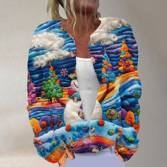 Jsaierl Ugly Christmas Sweater for Women Cute Xmas Cable Knit Long Sleeve Open Front Cardigan Winter Coats Outerwear Jackets