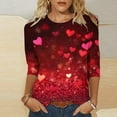 thumbnail image 1 of Jsaierl 3/4 Sleeve Tunic Tops for Women Cute Heart Print Shirts Crewneck Dressy Casual Blouse Valentines Day Gifts for Her, 1 of 5