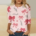 thumbnail image 1 of Jsaierl Valentine's Day Shirts for Women Sweet Love Heart Graphic Tees Cotton 3/4 Sleeve Blouse Crewneck Dressy Casual T-shirt Tops Valentines Day Gifts, 1 of 5