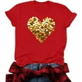 thumbnail image 1 of Jsaierl Valentine's Day Shirts Womens Sweet Love Heart Graphic Tees Soft Short Sleeve Blouse Crewneck Dressy Casual T-shirt Tops Spring Clothes for Women, 1 of 8