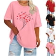 thumbnail image 1 of Jsaierl Valentines Day Shirts Women Plus Size Love Heart Print Tees Trendy Short Sleeve Blouse Crewneck Holiday T-shirt Tops Womens Fashion, 1 of 5