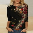 thumbnail image 1 of Jsaierl Valentines Day T Shirt Women Shirts and Blouses Valentines Day Shirt for Women Love Heart Print Trendy 3/4 Sleeve Tops Valentines Day Gifts for Her, 1 of 5