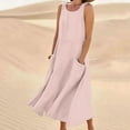 thumbnail image 1 of Jsaierl Women Cotton Linen Dress Summer Sleeveless Sundress Tunic Tank Summer Beach Dress Flowy Maxi Dresses with Pockets, 1 of 5