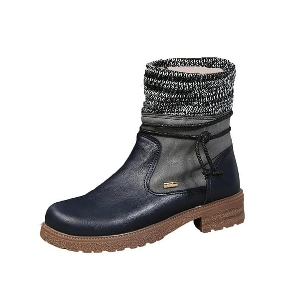 Jsaierl Women' Fat Ankle Boots Elastic Lace Knit Boots Trendy Pull On Fall Winter Short Booties