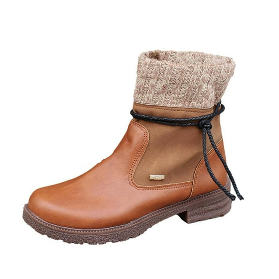 Jsaierl Women' Fat Ankle Boots Elastic Lace Knit Boots Trendy Pull On Fall Winter Short Booties