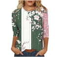 thumbnail image 1 of Jsaierl Women's 3/4 Length Sleeve Tops Casual Crew Neck Shirts Fashion Print Petite Blouses Flowy Dressy Tunic Top S-3XL, 1 of 8