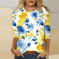 thumbnail image 1 of Jsaierl Women's 3/4 Length Sleeve Tops Casual Crew Neck Shirts Trendy Graphic Petite Blouses Workout Vacation Tunic Top S-5XL, 1 of 5