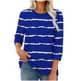 thumbnail image 1 of Jsaierl Women's 3/4 Length Sleeve Tops Casual Round Neck Shirts Dressy Print Ladies Blouses Work Loose Fit T-shirts Top S-2XL, 1 of 6