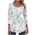 thumbnail image 1 of Jsaierl Women's 3/4 Length Sleeve Tops Summer Crew Neck Shirts Dressy Graphic Petite Pleated Blouses Work Elegant Tunic Top S-2XL, 1 of 6