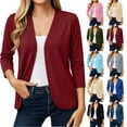 thumbnail image 1 of Jsaierl Women's 3/4 Sleeve Open Front Knit Cardigan Lightweight Draped Hem Casual Daily Work Lounge Top, 1 of 9