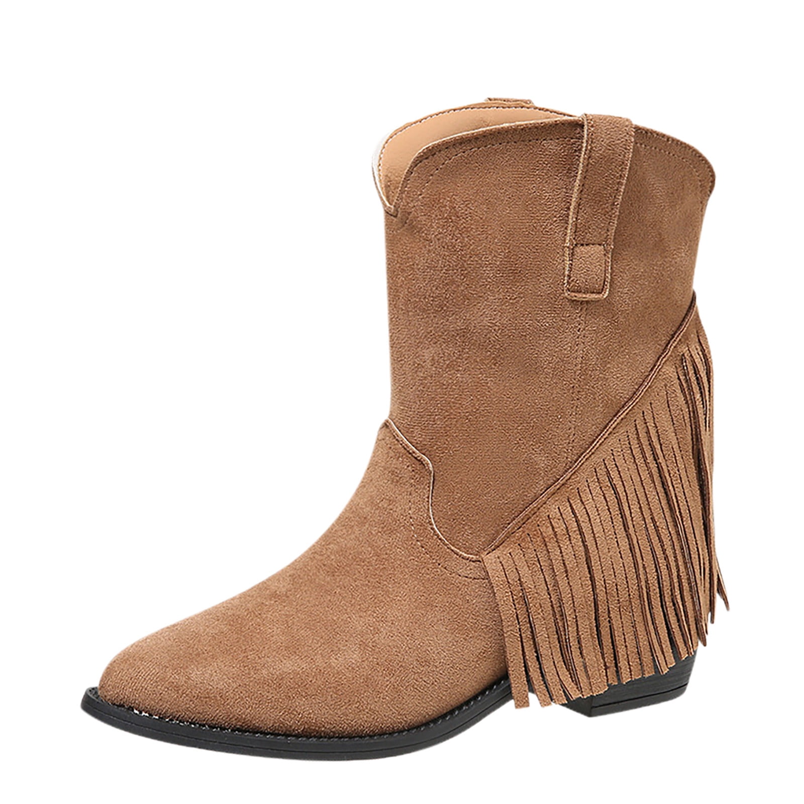 Jsaierl Women's Ankle Booties Western Tassel Cowboy Boots Retro Fringe ...