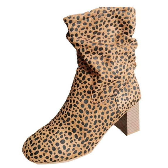 Jsaierl Women's Ankle Boots Chunky Stacked Heel Zipper Booties Cowboy Boots Cowgirl Ankle Boots Western Pointed Toe Short Cowboy Boots for Women,Girl,Party