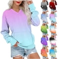 thumbnail image 1 of Jsaierl Women's Basic Ombre V Neck Sweatshirts with Kangaroo Pocket Soft Casual Everyday Tops S-2XL, 1 of 6