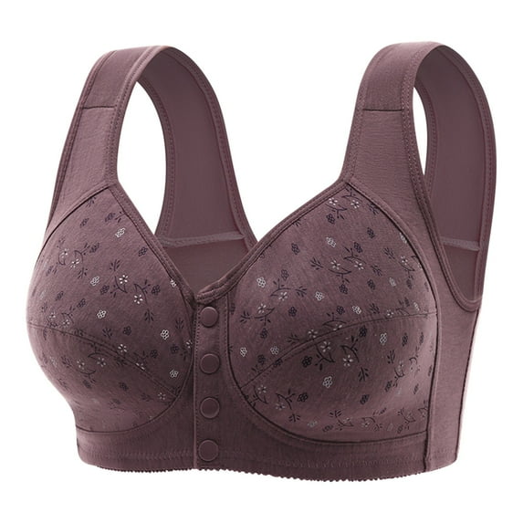 Jsaierl Women's Bras Front Closure No Wire Push Up T-shirt Bras Cotton Comfortable Bralettes Stretch Breathable Full Figure Bras