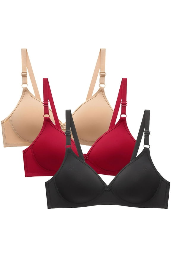 Women's Bras No Wire Lift T-shirt Bras Seamless Padded Bralettes Cozy Everyday Full Figure Bras 3 Packs