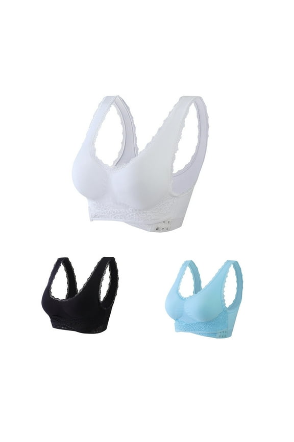Women's Bras Plus Size Lift T-shirt Bras Seamless Padded Bralettes Shapewear Breathable Full Figure Bras Front Cross 3 Pack