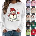 thumbnail image 1 of Jsaierl Women's Christmas Sweatshirts Funny Snowman Graphic Sweatshirt Party Work Pullover Crewneck Holiday Long Sleeve Tops S-2XL, 1 of 7