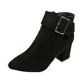 thumbnail image 1 of Jsaierl Women's Chunky Low Heel Ankle Boots Classic Pointed Toe Side Zipper Booties Ladies Dress Boots, 1 of 5