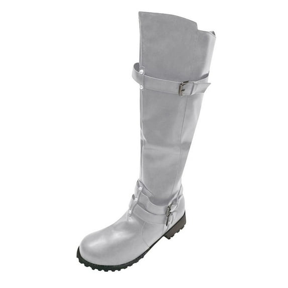 Jsaierl Women's Chunky Low Heels Boots Knee High Boots Trendy Pull On Fall Winter Snow Zip Up Chunky Heels Knee High Boots Round Toe Cozy Boots for Women