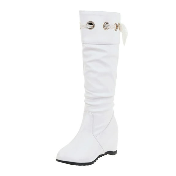 Jsaierl Women's Chunky Low Heels Boots Knee High Winter Boots Comfortable Pull On Zipper Chunky Heel Western Cowgirl Knee High Boots