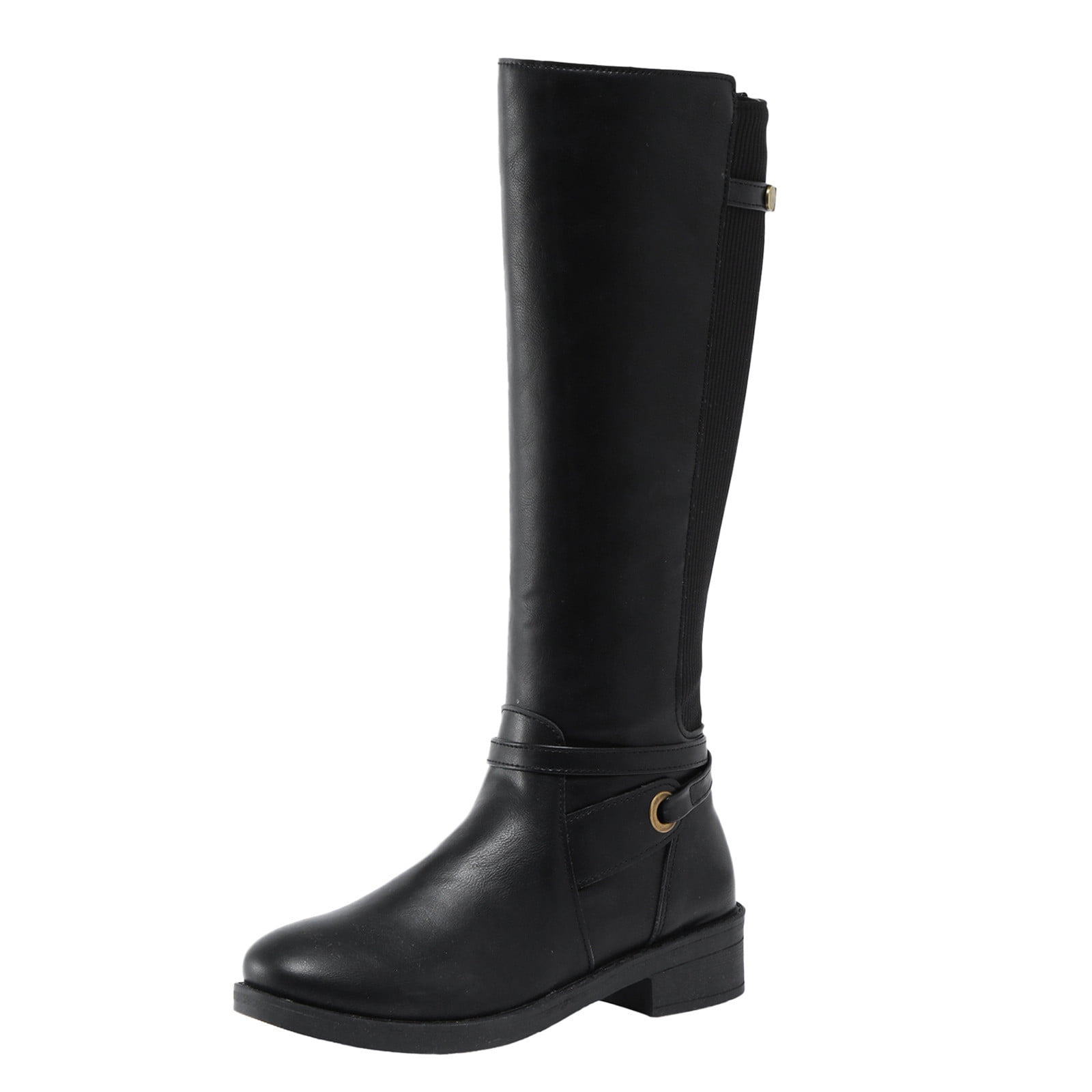 Oyedens Knee High Boots for Women Zip up Low Heels Mid Calf