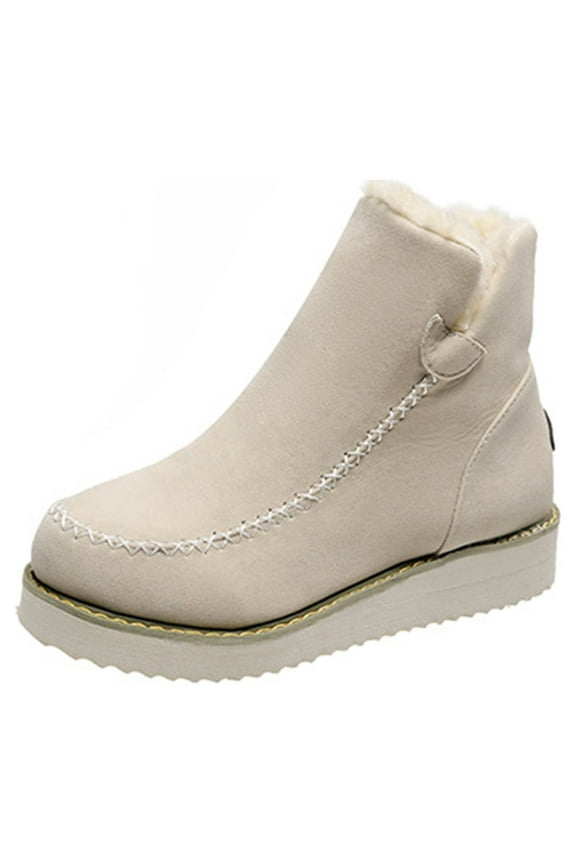 Women's Classic Mini Platform Fashion Mini Boot Short Ankle Boot Fleece Lined Sneakers Classic Ultra Snow Platform Anti-Slip Boot For Outdoor