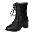 thumbnail image 1 of Jsaierl Women’s Combat Boots Lace up Mid Calf Boots Low Heel Chunky Platform Lug Sole Boots, 1 of 5