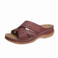 thumbnail image 1 of Jsaierl Women's Comfortable Flat Sandal, Low Heel Wine, 7, 1 of 4