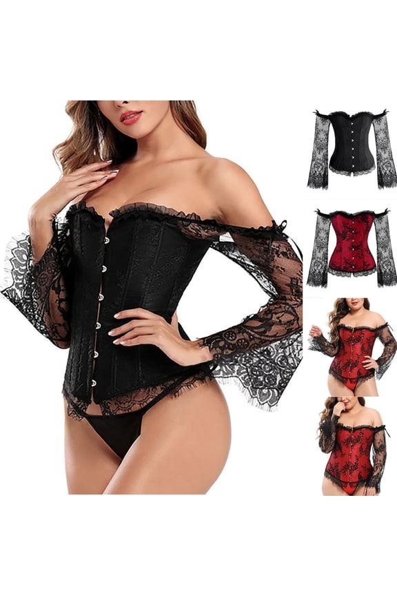 Women's Corset Top Plus Size Lace Sleeveless Gothic Renaissance Corset Party Bodysuit Corsets Going Out Bustier Shapewear